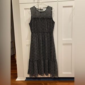 NICOLE MILLER Tiered Midi Dress NWOT Women’s 10 Black White Lined